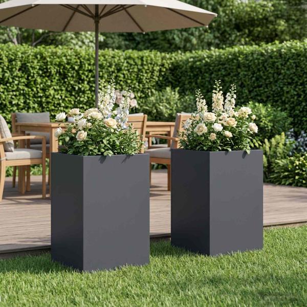 ARDEBO.de - Garten-Pflanzgefäß 2 stk. Anthrazit 30 x 30 x 40 cm