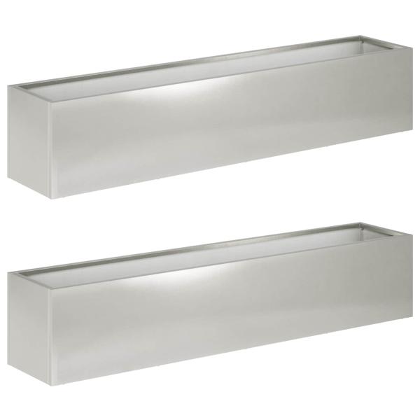 Garten-Pflanzgefäß 2 stk. Silber 100 x 20 x 20 cm Edelstahl