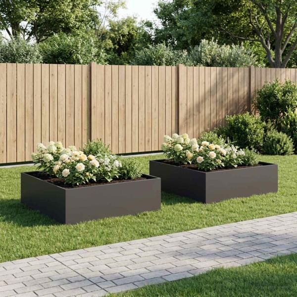 ARDEBO.de - Garten-Pflanzgefäß 2 stk. Schwarz 80 x 80 x 30 cm