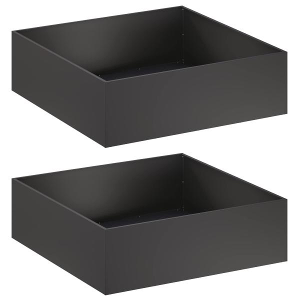 Garten-Pflanzgefäß 2 stk. Schwarz 80 x 80 x 30 cm