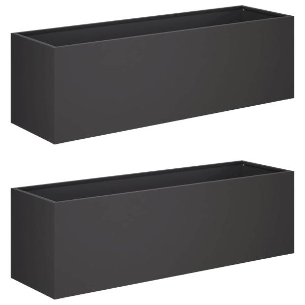 Garten-Pflanzgefäß 2 stk. Schwarz 80 x 30 x 30 cm