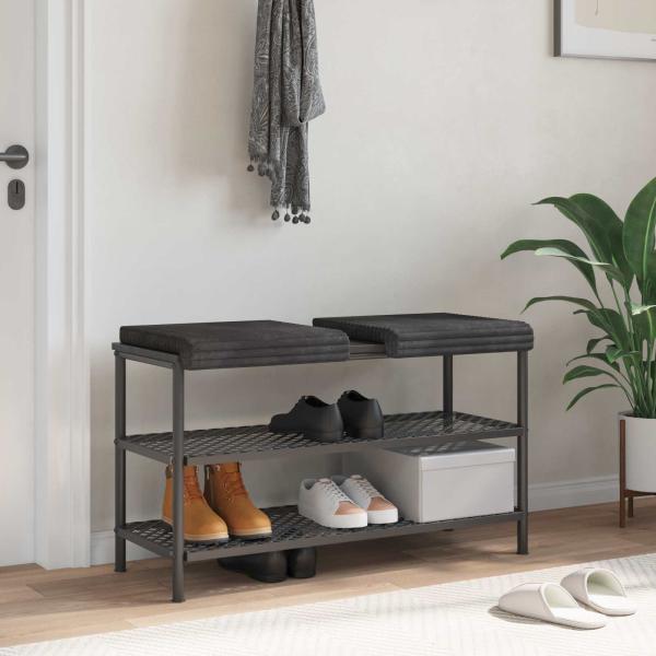 ARDEBO.de - Bankkissen 2 stk. Plüschcord Dunkelgrau Tiefe 35 cm