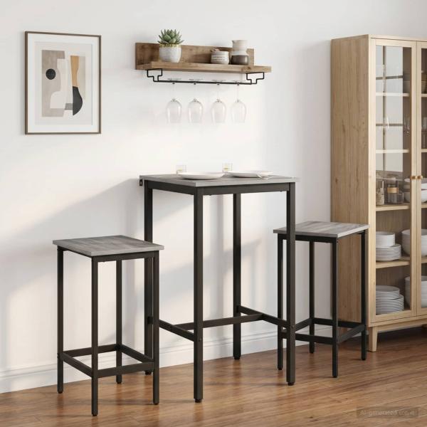 ARDEBO.de - Bartisch 52 x 52 x 110 cm Holzwerkstoff Sonoma-Grau