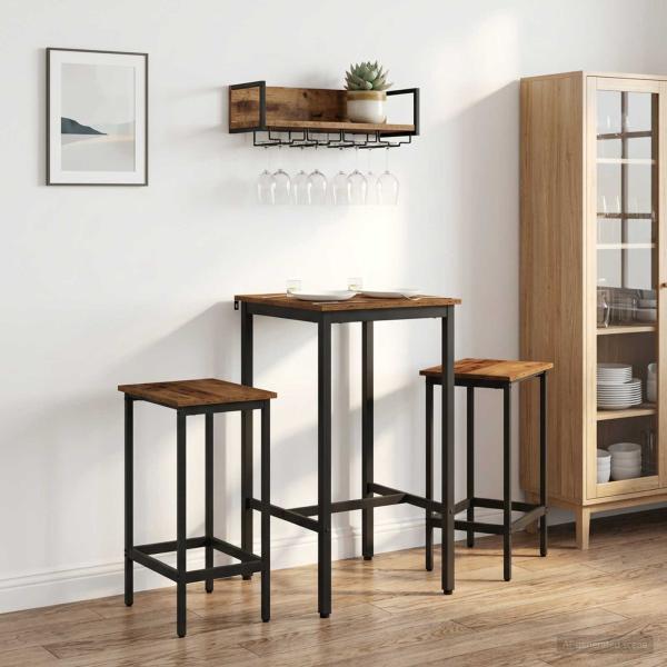 ARDEBO.de - Bartisch 52 x 52 x 90 cm Holzwerkstoff Altholz Rechtwinklig