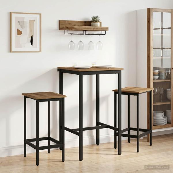 ARDEBO.de - Bartisch 52 x 52 x 110 cm Holzwerkstoff Artisan-Eiche