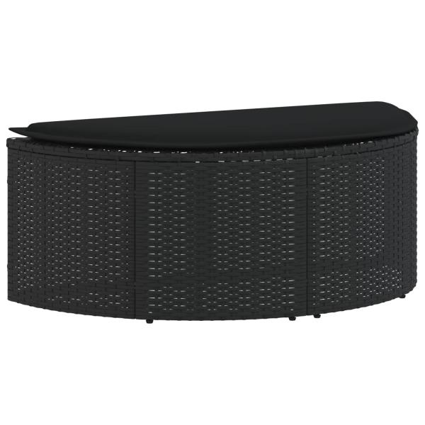 Gartenbett mit Sonnenschirm Poly Rattan Schwarz