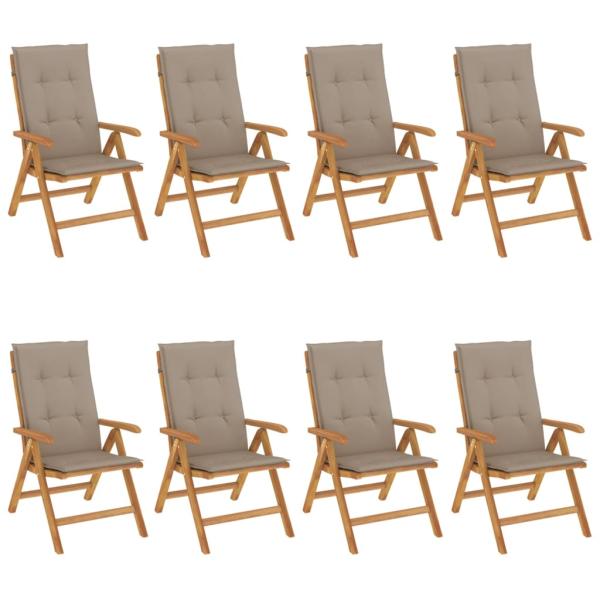 Klappst?hle Verstellbar mit Auflagen 8 Stk. Massivholz Teak