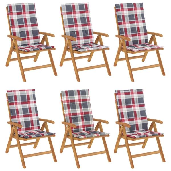 Klappstühle Verstellbar mit Kissen 6 Stk. Massivholz Teak