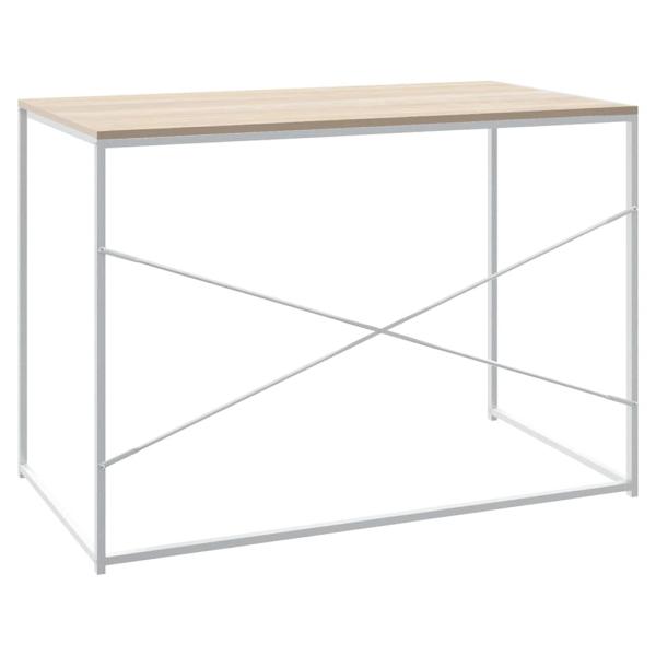 Computertisch Weiß und Eiche-Optik 110x60x70 cm Holzwerkstoff