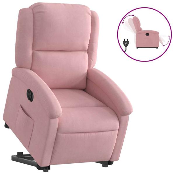 Relaxsessel mit Aufstehhilfe Elektrisch Rosa Samt