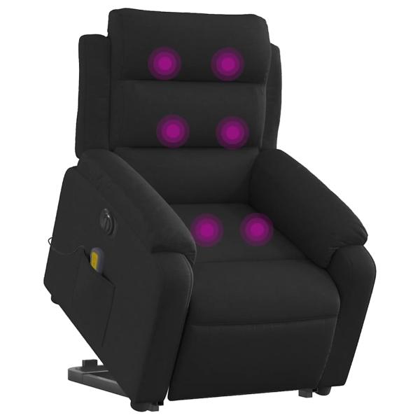 Elektrischer Massagesessel mit Aufstehhilfe Schwarz Stoff