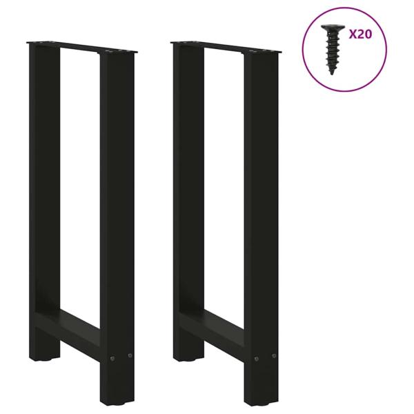 Bartischbeine Schwarz 2 Stk. 40x(90-91) cm Stahl