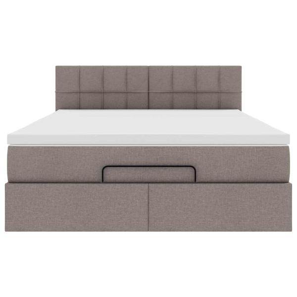 Ottoman-Bett mit Matratze Taupe 140x200 cm Stoff