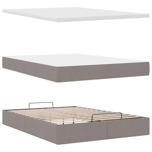 Ottoman-Bett mit Matratze Taupe 140x200 cm Stoff