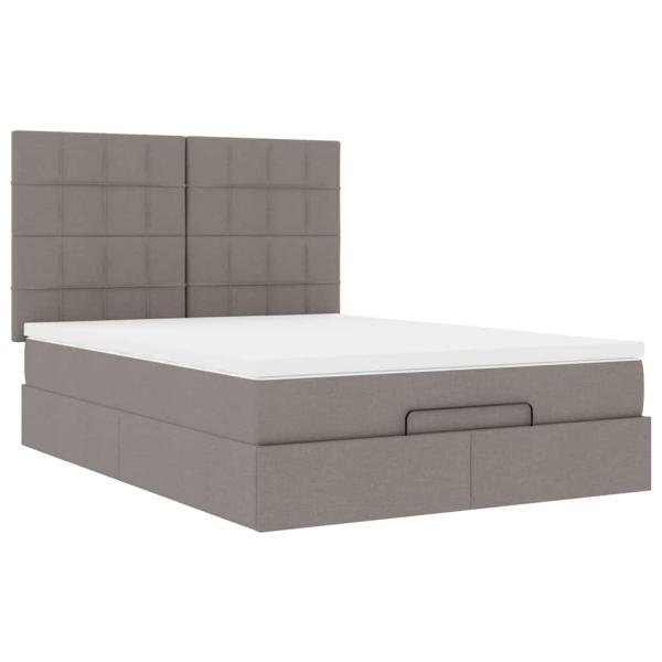 Ottoman-Bett mit Matratze Taupe 140x200 cm Stoff