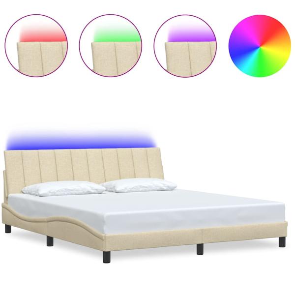 Bettgestell ohne Matratze "Hanko" Creme 180x200 cm Stoff