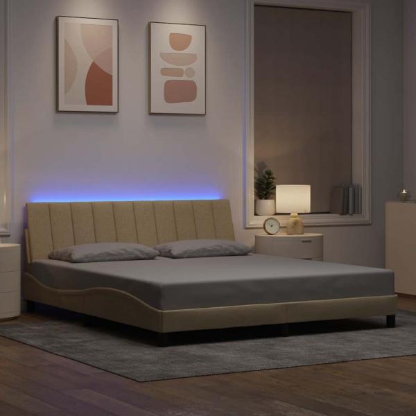 Bettgestell ohne Matratze "Hanko" Creme 180x200 cm Stoff