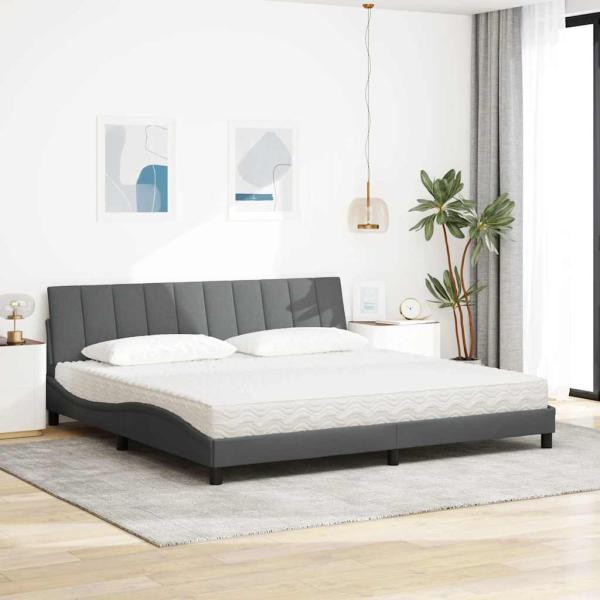 Bett mit Matratze "Hanko" Dunkelgrau 200x200 cm Stoff