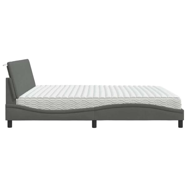 Bett mit Matratze "Hanko" Dunkelgrau 200x200 cm Stoff