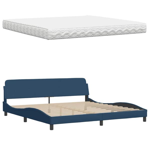 Bett mit Matratze "Hanko" Blau 200x200 cm Stoff