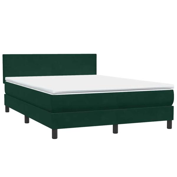 Boxspringbett mit Matratze & LED Dunkelgrün 160x220 cm Samt