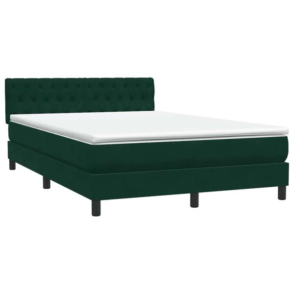 Boxspringbett mit Matratze & LED Dunkelgrün 160x220 cm Samt