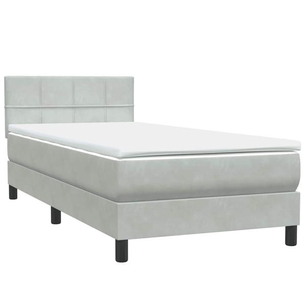 Boxspringbett mit Matratze & LED Hellgrau 90x220 cm Samt