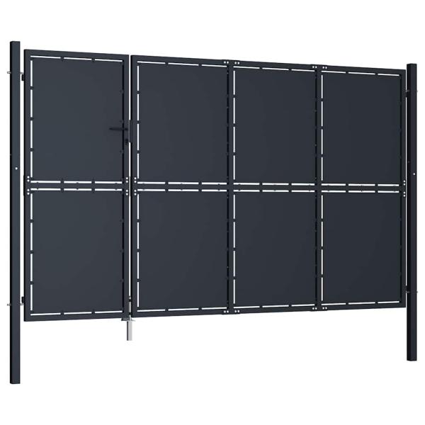 Gartentor aus Stahl 350 x 200 cm Anthrazit