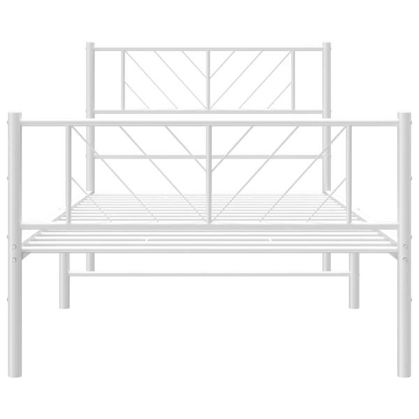 Bettgestell mit Kopf- und Fußteil Metall Weiß 100x200 cm