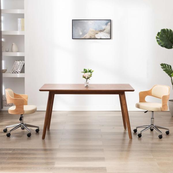 ARDEBO.de - Esszimmerstühle 2 Stk. Drehbar Creme Bugholz und Kunstleder