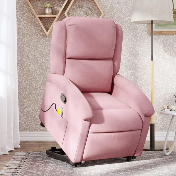 ARDEBO.de - Massagesessel mit Aufstehhilfe Rosa Samt