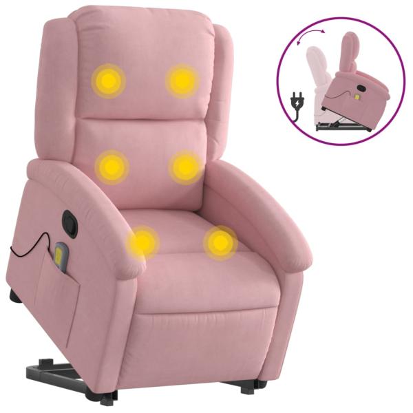 Massagesessel mit Aufstehhilfe Rosa Samt