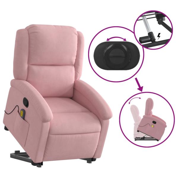 Massagesessel mit Aufstehhilfe Rosa Samt