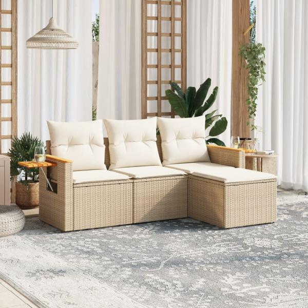 ARDEBO.de - Patio Sofa Set 4-Sitzer Beige and Cream
