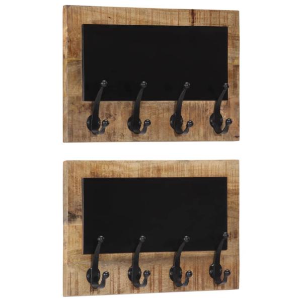 ARDEBO.de - Wandgarderoben mit 4 Haken 2 Stk. Massivholz Mango