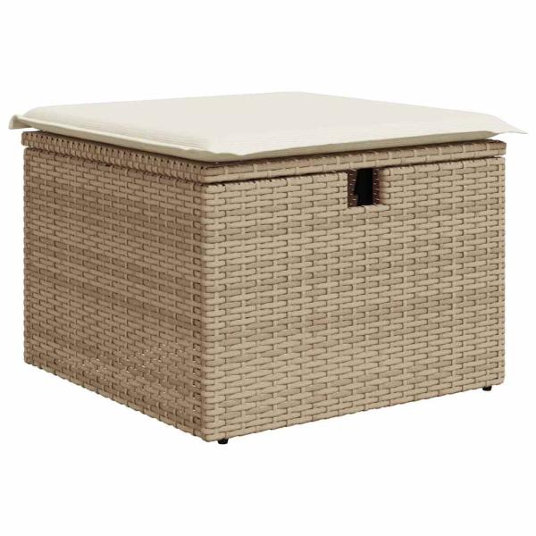 9-tlg. Garten-Sofagarnitur mit Kissen Beige Poly Rattan Akazie