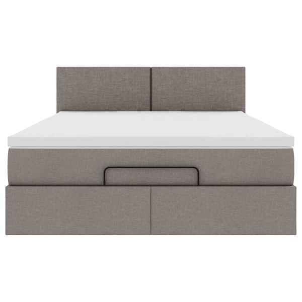 Ottoman-Bett mit Matratze Taupe 140x200 cm Stoff