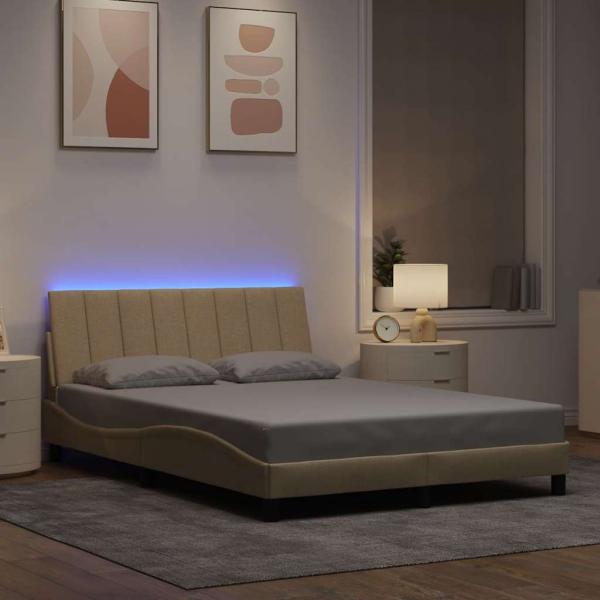 Bettgestell ohne Matratze "Hanko" Creme 140x190 cm Stoff