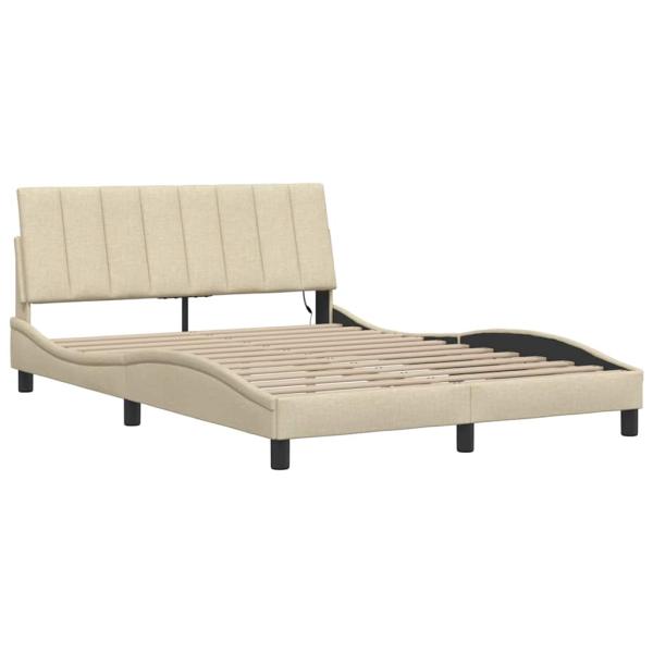 Bettgestell ohne Matratze "Hanko" Creme 140x190 cm Stoff
