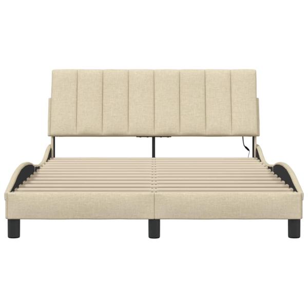 Bettgestell ohne Matratze "Hanko" Creme 140x190 cm Stoff