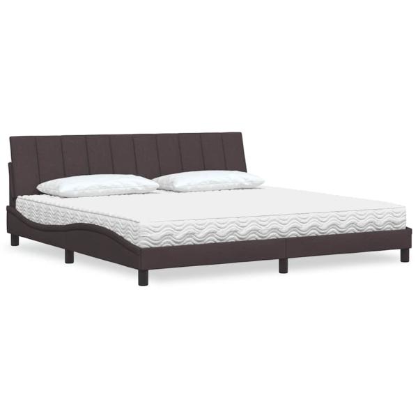 ARDEBO.de - Bett mit Matratze "Hanko" Dunkelbraun 200x200 cm Stoff
