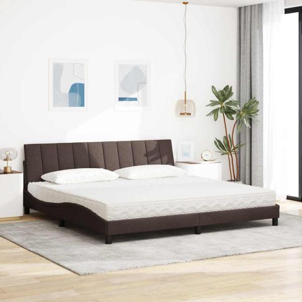 Bett mit Matratze "Hanko" Dunkelbraun 200x200 cm Stoff