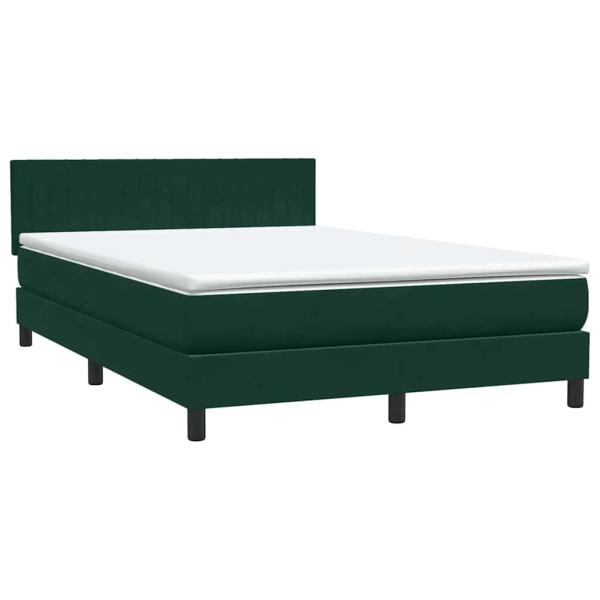 Boxspringbett mit Matratze & LED Dunkelgrün 160x220 cm Samt