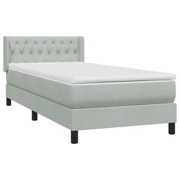 Boxspringbett mit Matratze Hellgrau 90x220 cm Samt