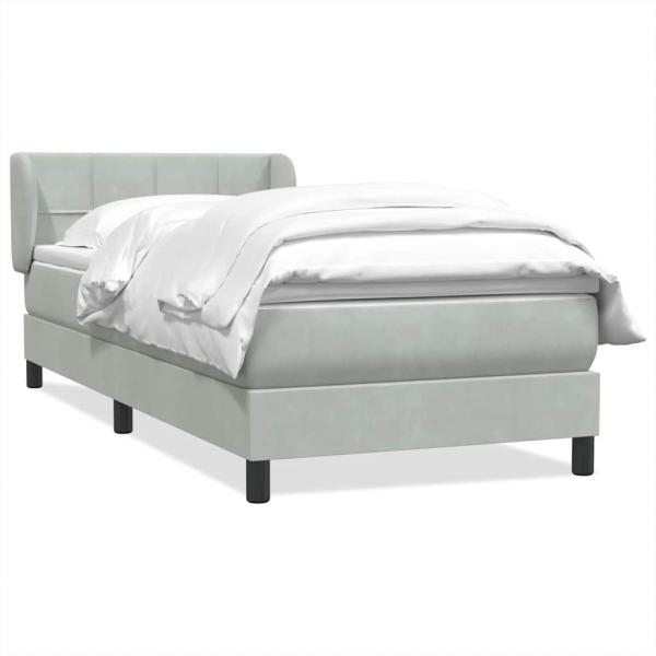Boxspringbett mit Matratze Hellgrau 90x220 cm Samt