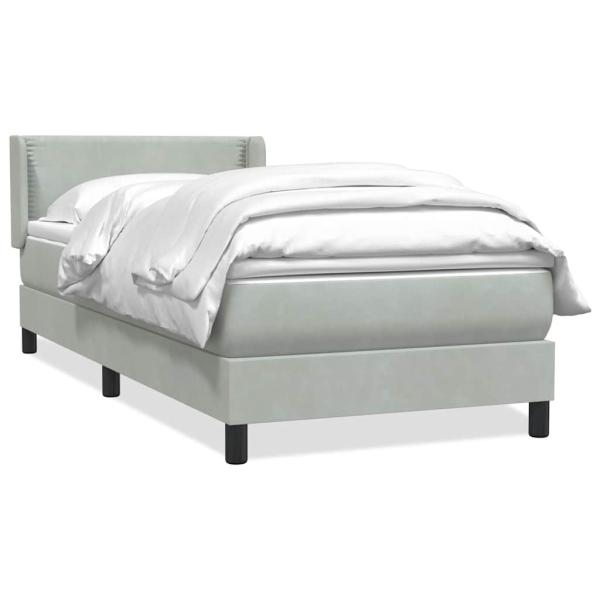 Boxspringbett mit Matratze Hellgrau 90x220 cm Samt