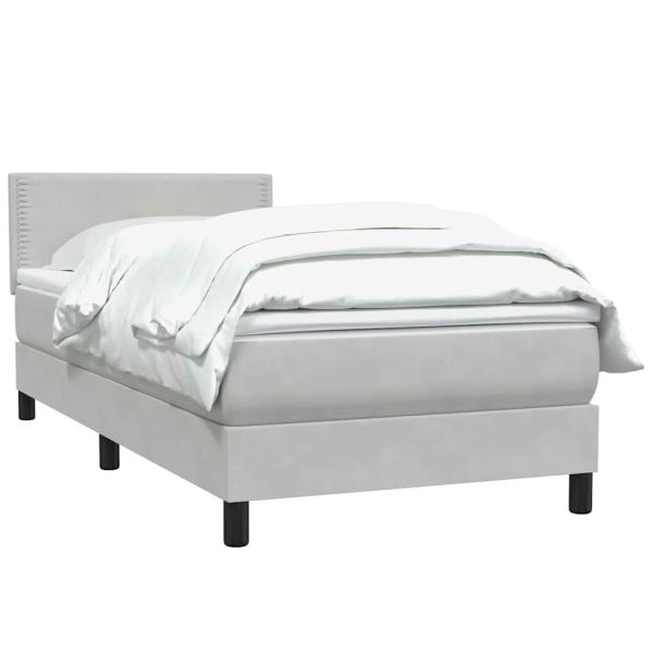 Boxspringbett mit Matratze Hellgrau 90x220 cm Samt
