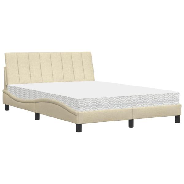Bett mit Matratze "Hanko" Creme 140x200 cm Stoff