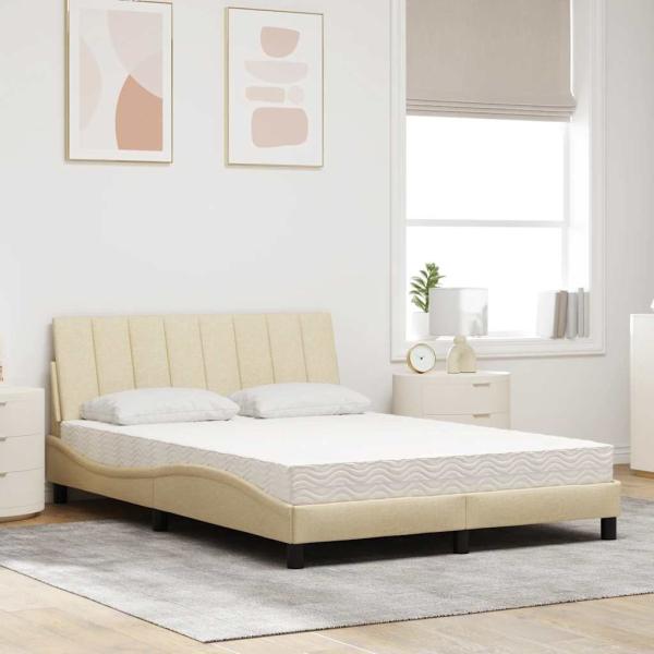 Bett mit Matratze "Hanko" Creme 140x200 cm Stoff