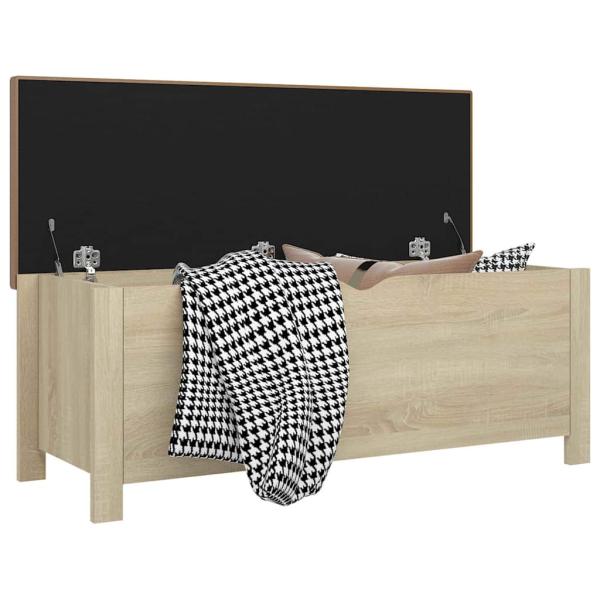 Sitzbank mit Stauraum und Kissen Sonoma-Eiche 105x40x45 cm